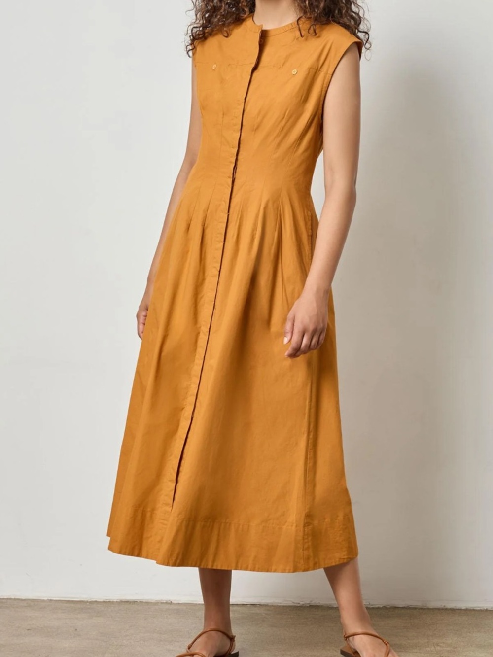 Lilla P Sleeveless Seamed Maxi Dress in Marmalade